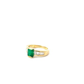 18k Yellow Gold 1.38ct Emerald/ 1.20ct G VS2 Baguette Ring